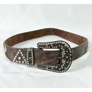 Shyanne Women’s Sm Leather Belt Glitz Rhinestone Western Cowgirl 32”-36”